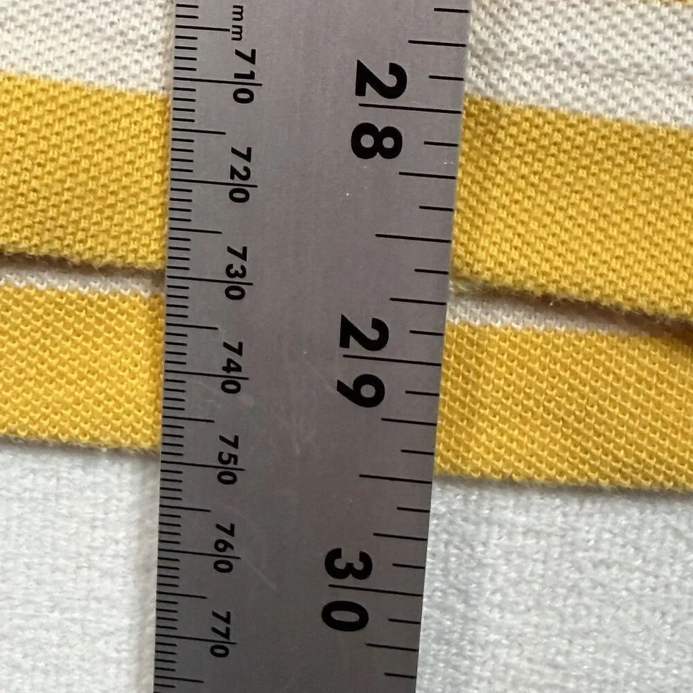 Polo Jeans Co Ralph Lauren Polo Shirt Mens L Yellow White Striped RL Flag Logo